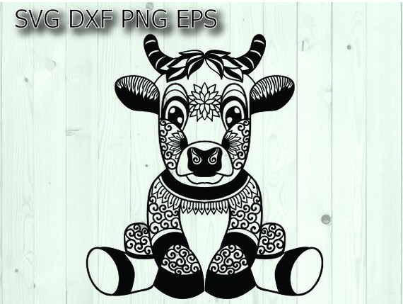 Download Cute Baby Cow In Mandala Svg Files For Cricut Vector Head Etsy PSD Mockup Templates