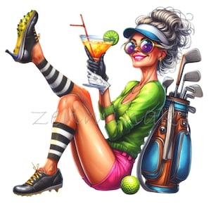 Chic Senior Lady Golfer 12 PNG Clipart | Elegant Woman With Golf Clubs ...