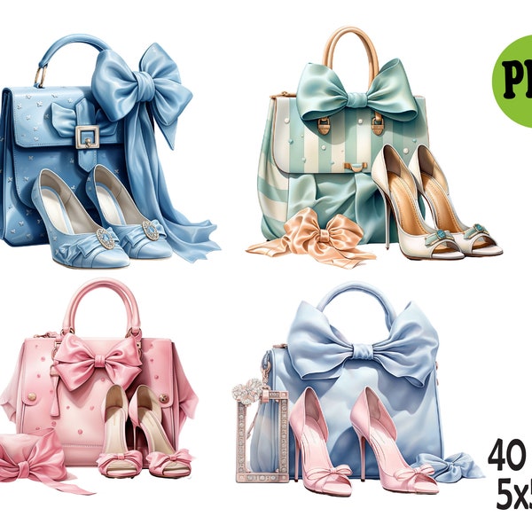 Fashion Bag Clipart Illustration PNG, High Heel Shoes Sublimation