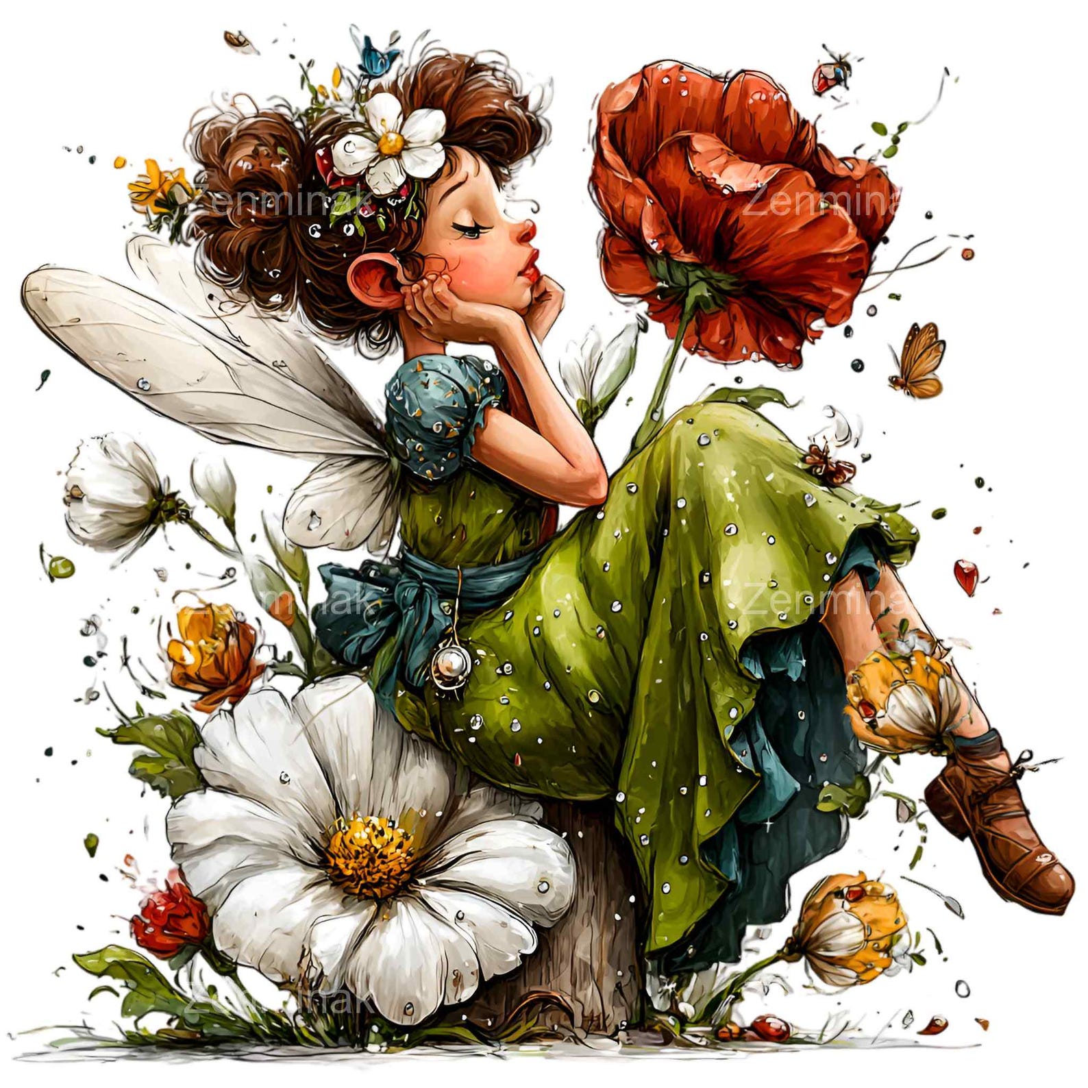 15 PNG Flower Fairy Clipart – Whimsical Fantasy PNG – Cute Fairy With ...