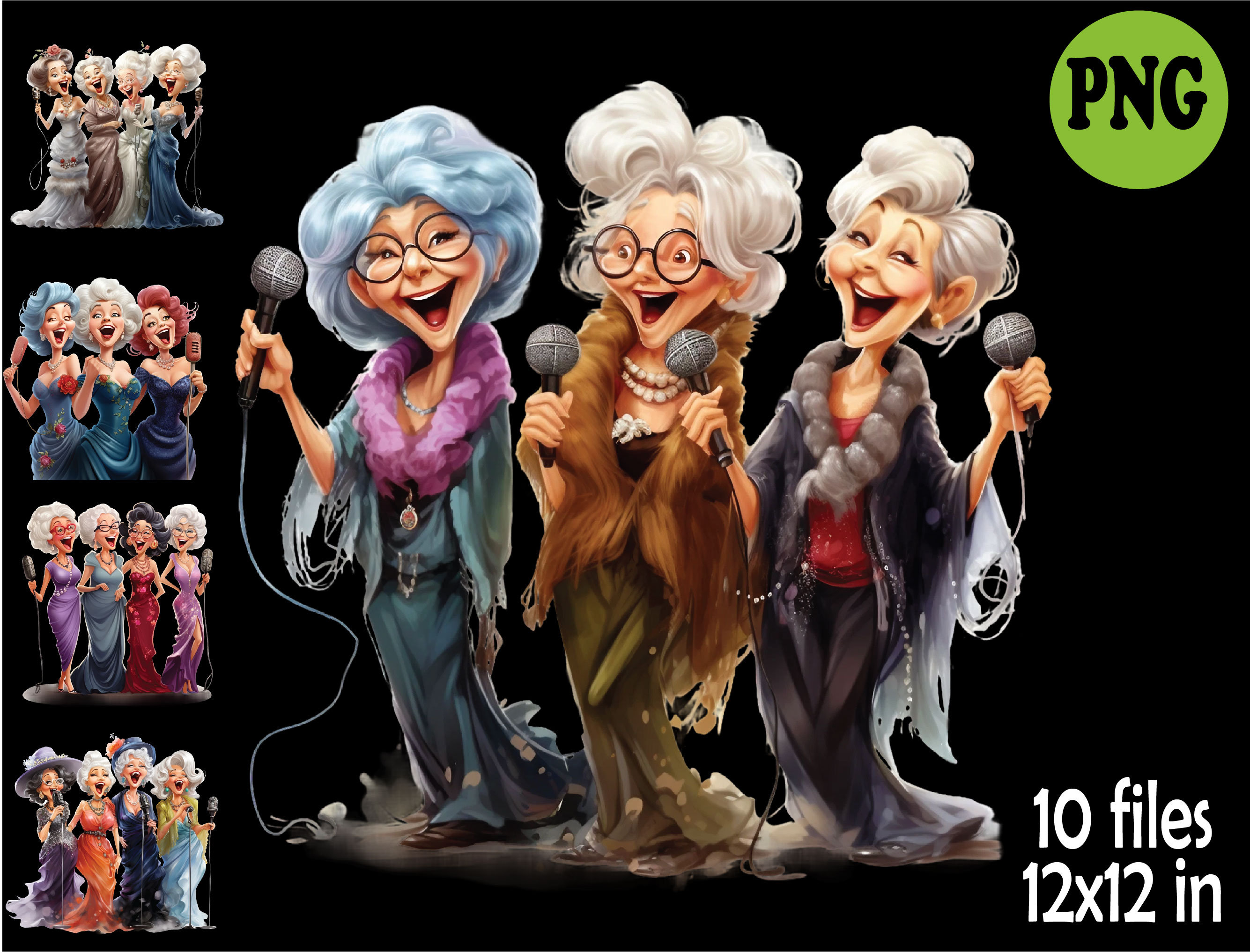 10 PNG Singing Senior Women, Glamorous Grandma Chorus Clipart - Etsy