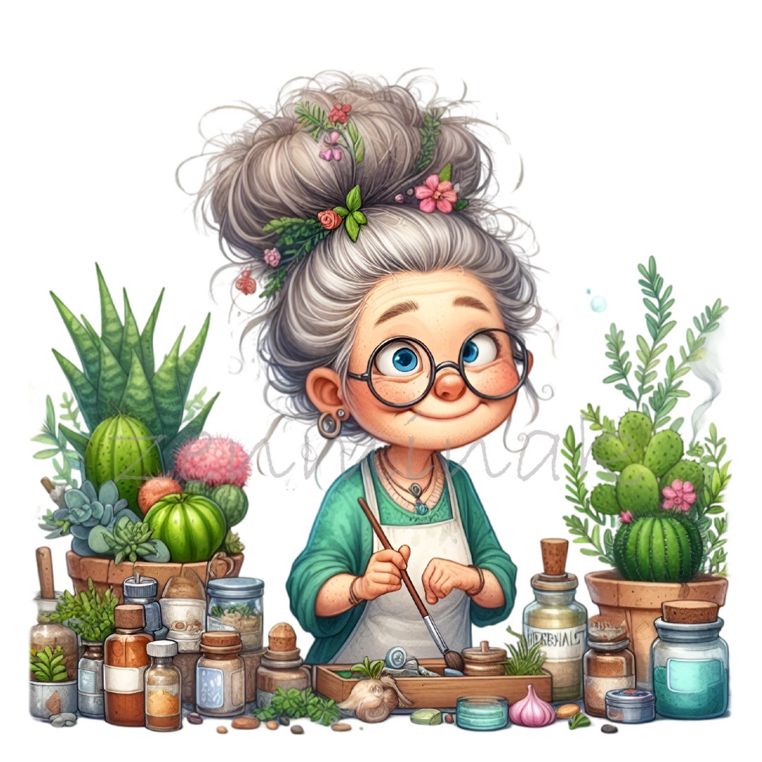 14 PNG Herbalist Grandma Clipart, Gardening Lady - Etsy
