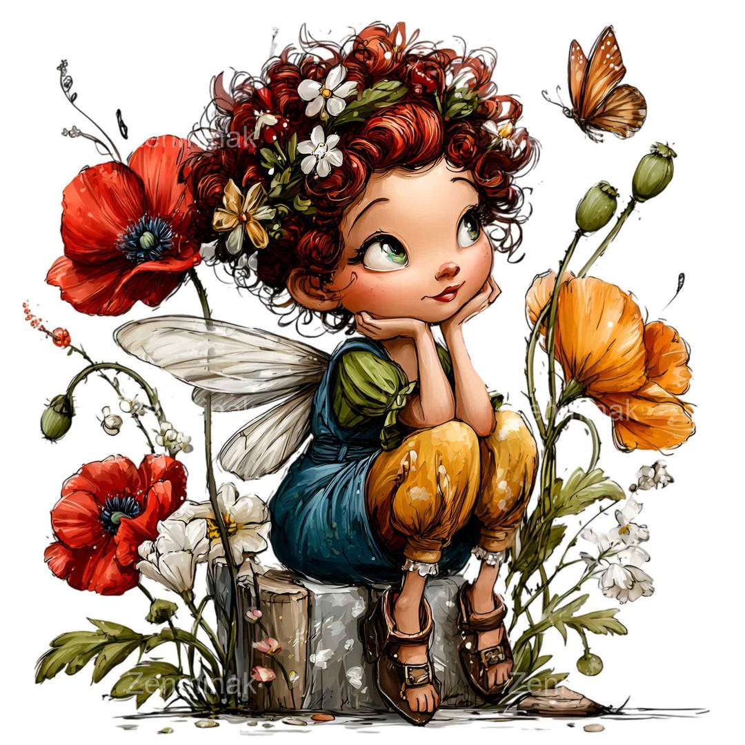 15 PNG Flower Fairy Clipart – Whimsical Fantasy PNG – Cute Fairy With ...