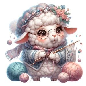 Breien clipart, schapen illustraties, Moederdag, 10 PNG Crafting planner lam illustratie aquarel, ongewenste dagboek, kaart maken, liefhebbers cadeau
