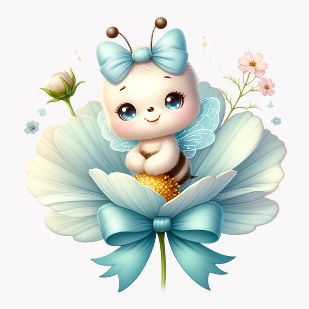 Honey Bee Clipart, Baby Honeybee PNG, Cosmos Flower, Birthday Clipart ...