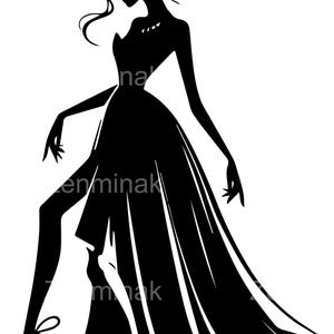 8 SVG Elegancka sylwetka kobiety SVG – Dama w wieczorowej sukni Plik do cięcia – Modne cliparty do zaproszeń DIY, kartek i dekoracji imprezowych