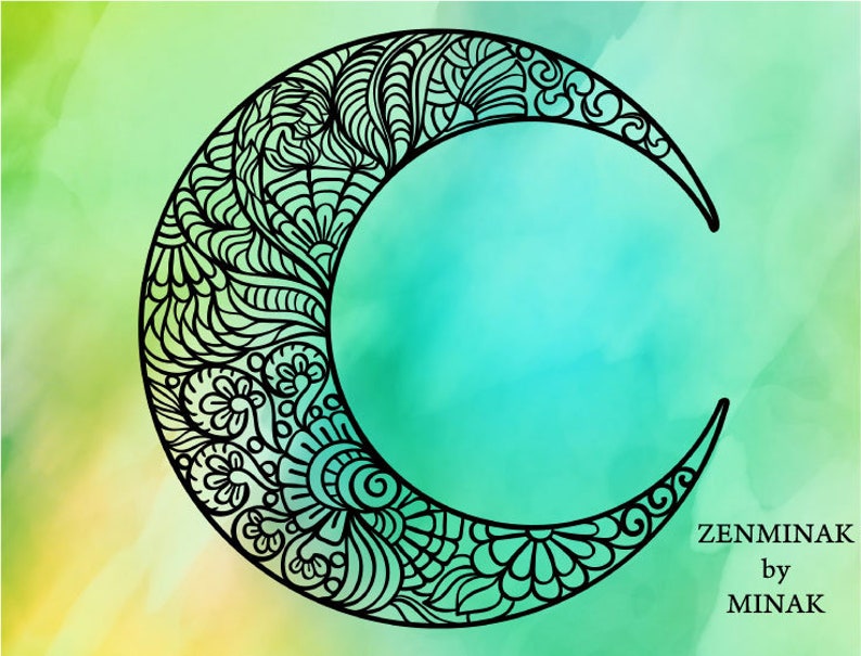 Download Moon svg mandala svg intricate svg zentangle svg files for | Etsy