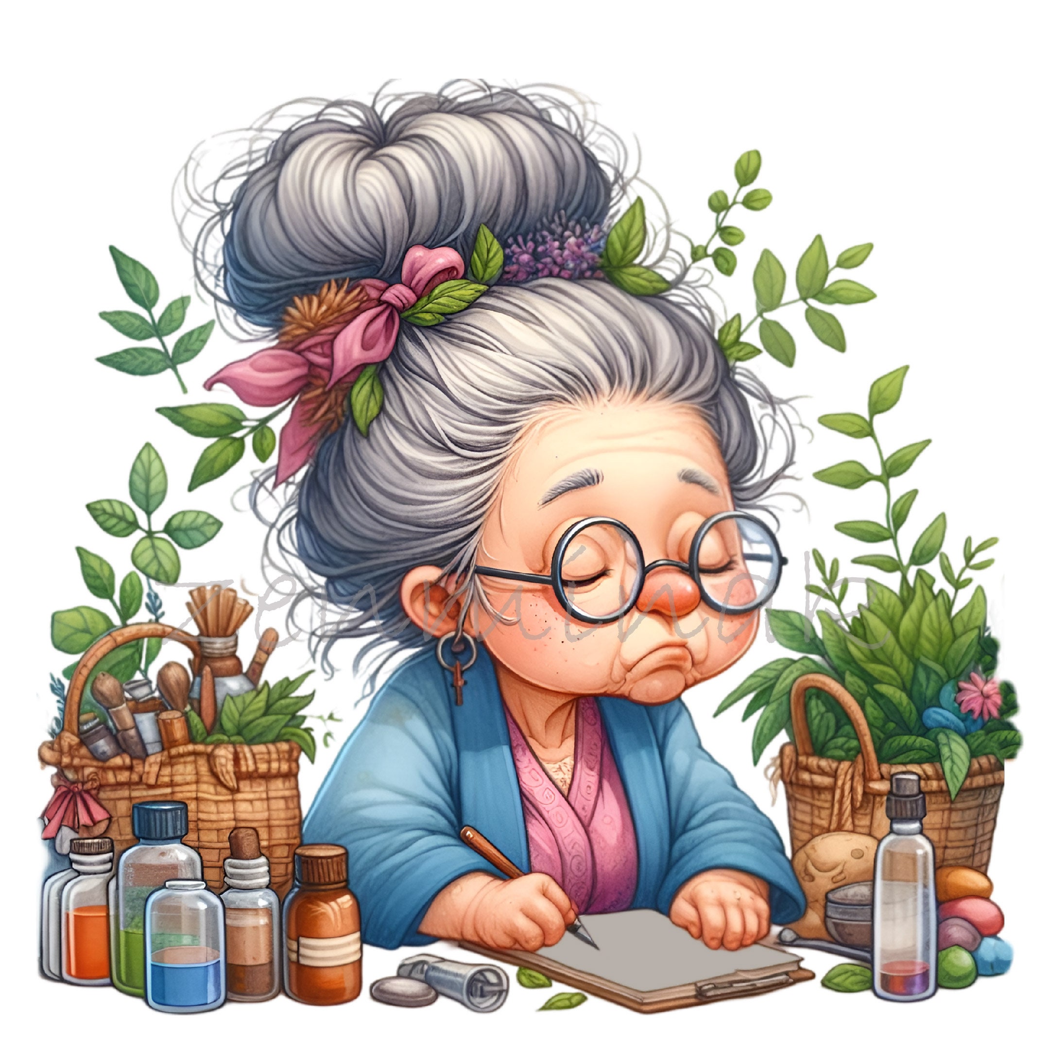 14 PNG Herbalist Grandma Clipart, Gardening Lady - Etsy