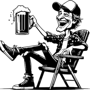 6 SVG Divertente Uomo Ubriaco SVG, File di Taglio Cartone Animato Amante della Birra, Clipart di Tizio da Festa Pazzo per Cricut e Silhouette
