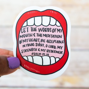 Psalm 19:14 / Christian Sticker / Religious Sticker / Inspirational Sticker / Waterproof Sticker / Laptop Sticker / DieCut / Waterbottle