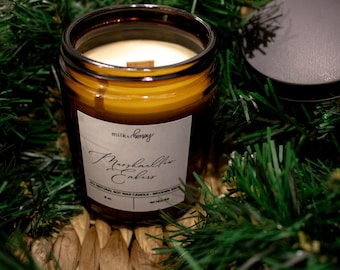 Marshmallow Embers / All-Natural Soy Candle with Wooden Wick / Coconut Cinnamon & Fire-Roasted Vanilla / Hand-Poured / Christmas Candle