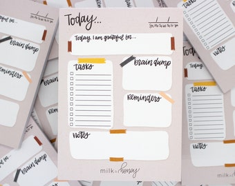 Daily Notepad | 5x7 Notepad | Gratitude | To Do List | Notes | Reminders | Brain Dump | Daily Organizer