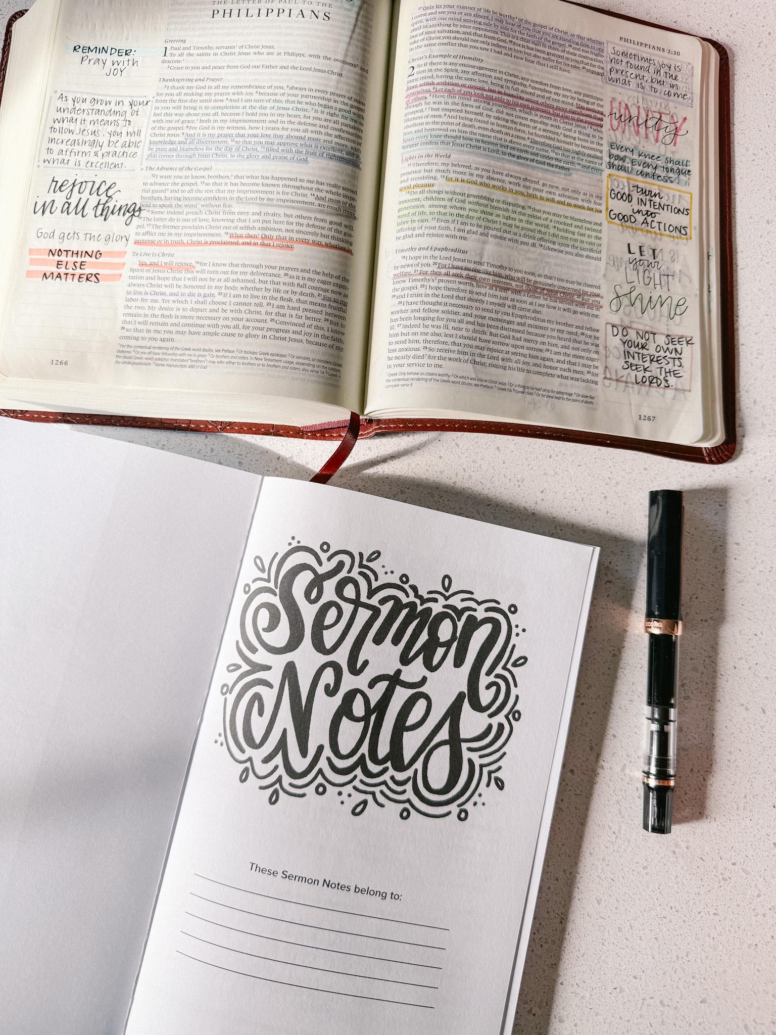 Sermon Notes: Church Notes | Bible Study | Christian Notebook | 52-week ...