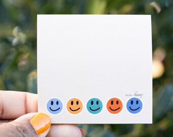 Smiley Sticky Notes | 3x3 Sticky Notes | Gratitude | To Do List | Notes | Reminders | Brain Dump | Daily Organizer