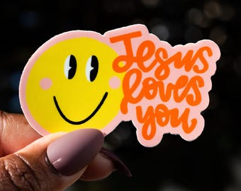 Jesus te ama / Adesivo cristão / Adesivo religioso / Adesivo inspirador / Adesivo à prova d'água / Adesivo para laptop / Recortado / Garrafa d'água