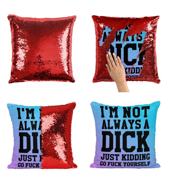 Sarcastic Funny Pillow Not Always A Dick Pillow Sequin Gift Etsy