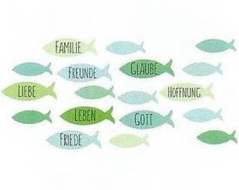 AUSVERKAUF !! Fische/Familie/Freunde...blau 80/60 mm