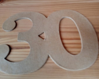 1 number "30" 12/14 cm made of cardboard