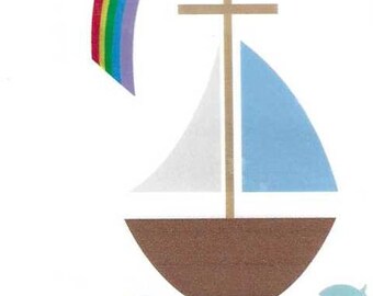 SALE!! Wax decoration sailboat with rainbow 100/50 mm