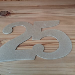 1 Zahl "25" 15/12 cm aus Pappe