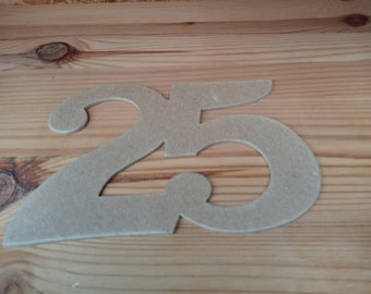 1 number "25" 15/12 cm made of cardboard