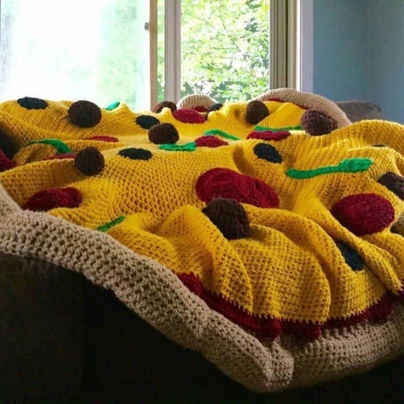 Crochet Pizza Blanket Etsy