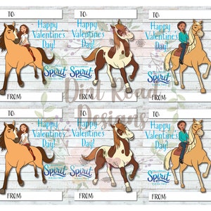 Spirit Riding Free Valentine&#39;s Day Cards, DIGITAL FILE, Instant Download