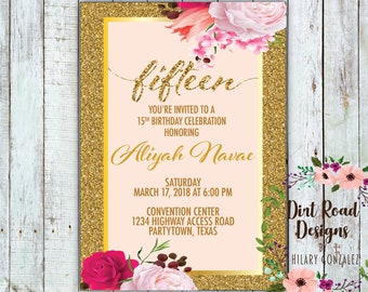sweet 15 invitation etsy sweet 15 invitation