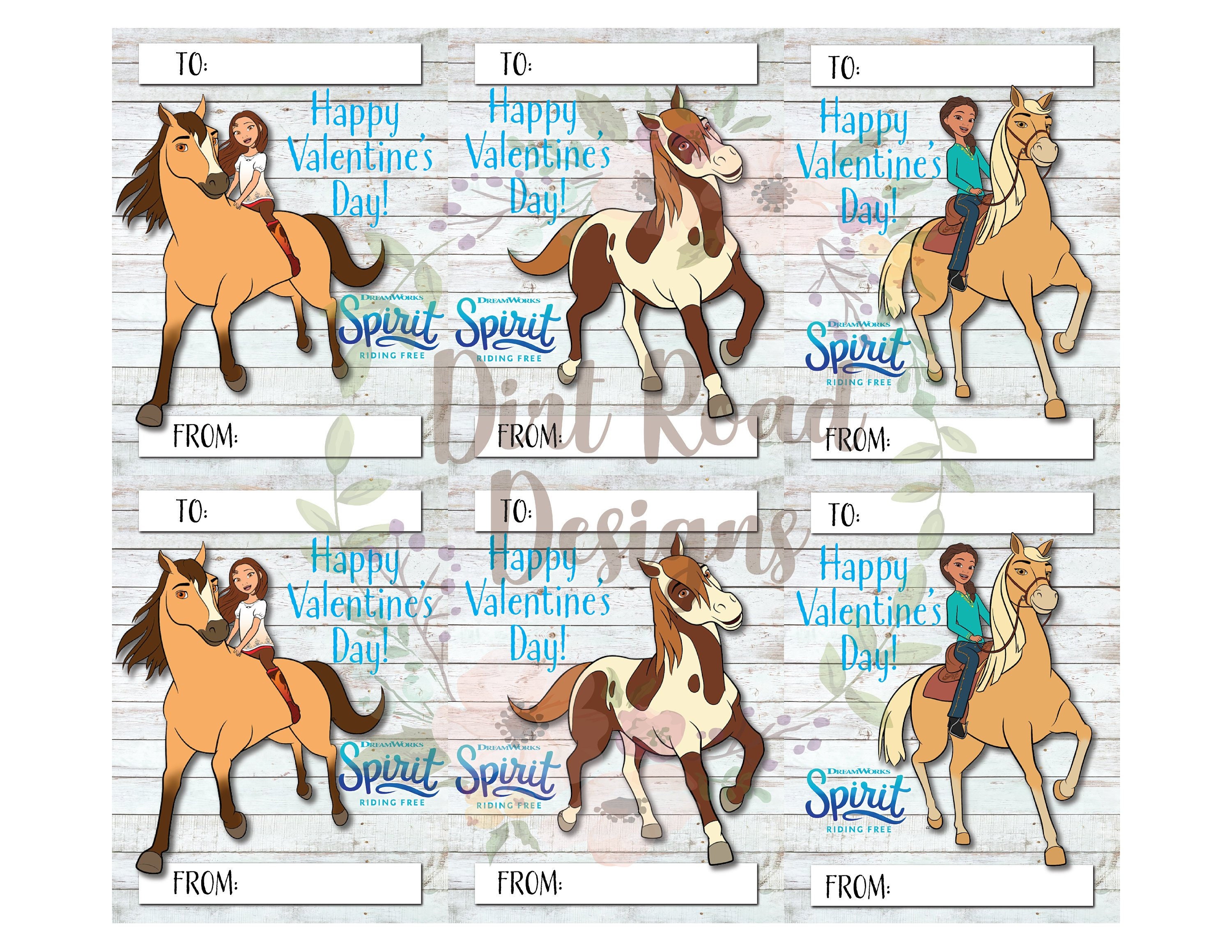 Spirit Riding Free Valentine's Day Cards, DIGITAL FILE, Instant
