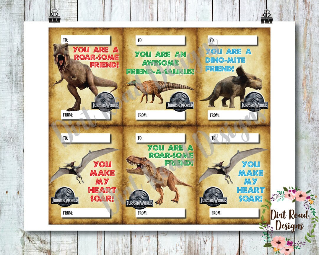 Jurassic World Valentine's Day Cards, DIGITAL FILE - Etsy