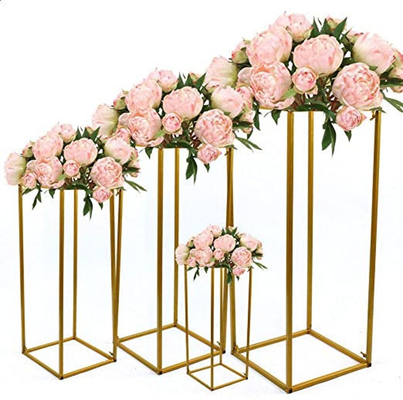 SET Of 2 Gold Wedding Flower Stand Metal Vase Column Stand Etsy
