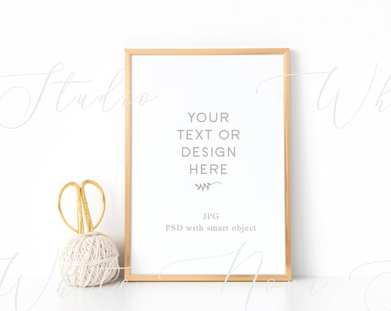 Gold Frame Mockup A4 Poster Mockup With Smart Object