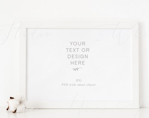 Landscape Christmas White A4 Frame Mockup With Cotton And Landscape Christmas White A4 Frame Mockup With Cotton And