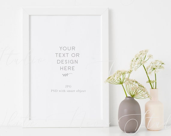 White Frame Mockup Poster Mock Up With Smart Object