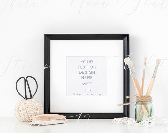 Artists Black Square Frame Mockup Psd Jpg 8*8 Inch