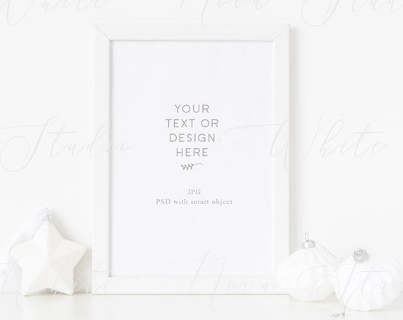 Christmas White A4 Frame Mockup With Star And Xmas