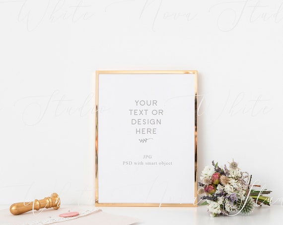 Gold Frame Mock Up Stationery Mockup 6*8 Frame Poster