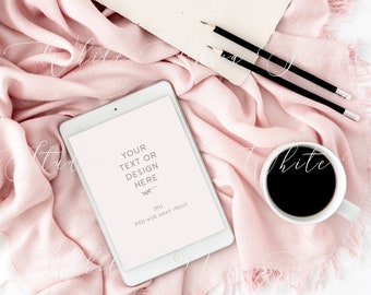 Download Free Stationery iPad mockup, PSD template to show text, feminine iPad mock up, iPad mockup, smart object, tablet mockup, instant download, #043 PSD Template