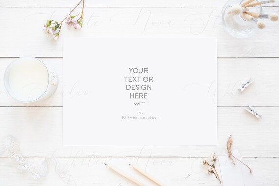 Artists Floral Card Mockup Illustrator Mockup Watercolor Mockup Simple