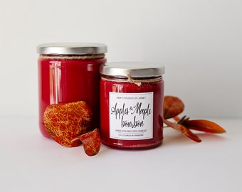 Apples and Maple Bourbon Soy Candle, All natural Soy Candle, 8oz and 16oz soy candle, Fall soy candles