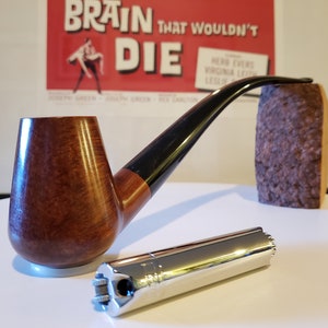 Briar Burl Herb Pipe: Handcrafted Churchwarden, Ebonite Stem