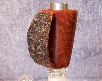 22mm Diffuser Bowl in Briar Burl and Titanium with  TAG Glass Joint & J Hook