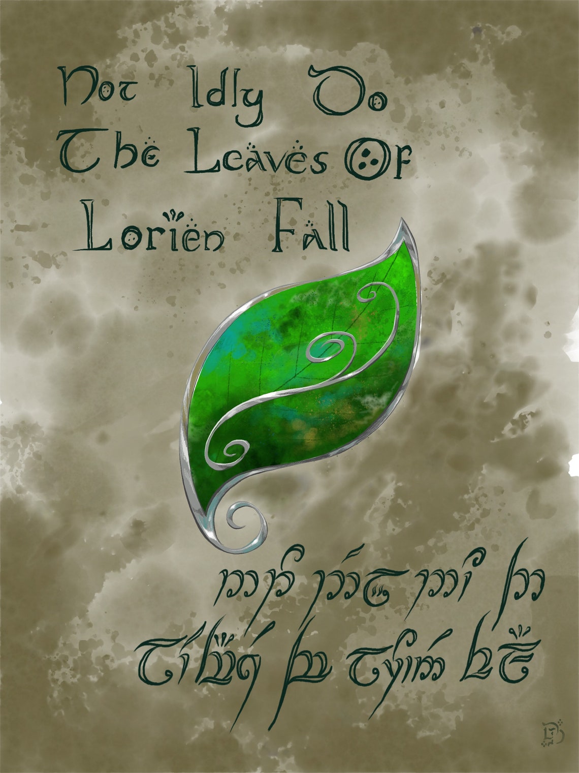 Leaves of Lorien Lord of the Rings Poster Tolkien Artwork | Etsy