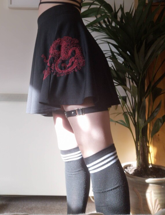 Embroidered Skirt With Yellow Chinese Dragon Etsy