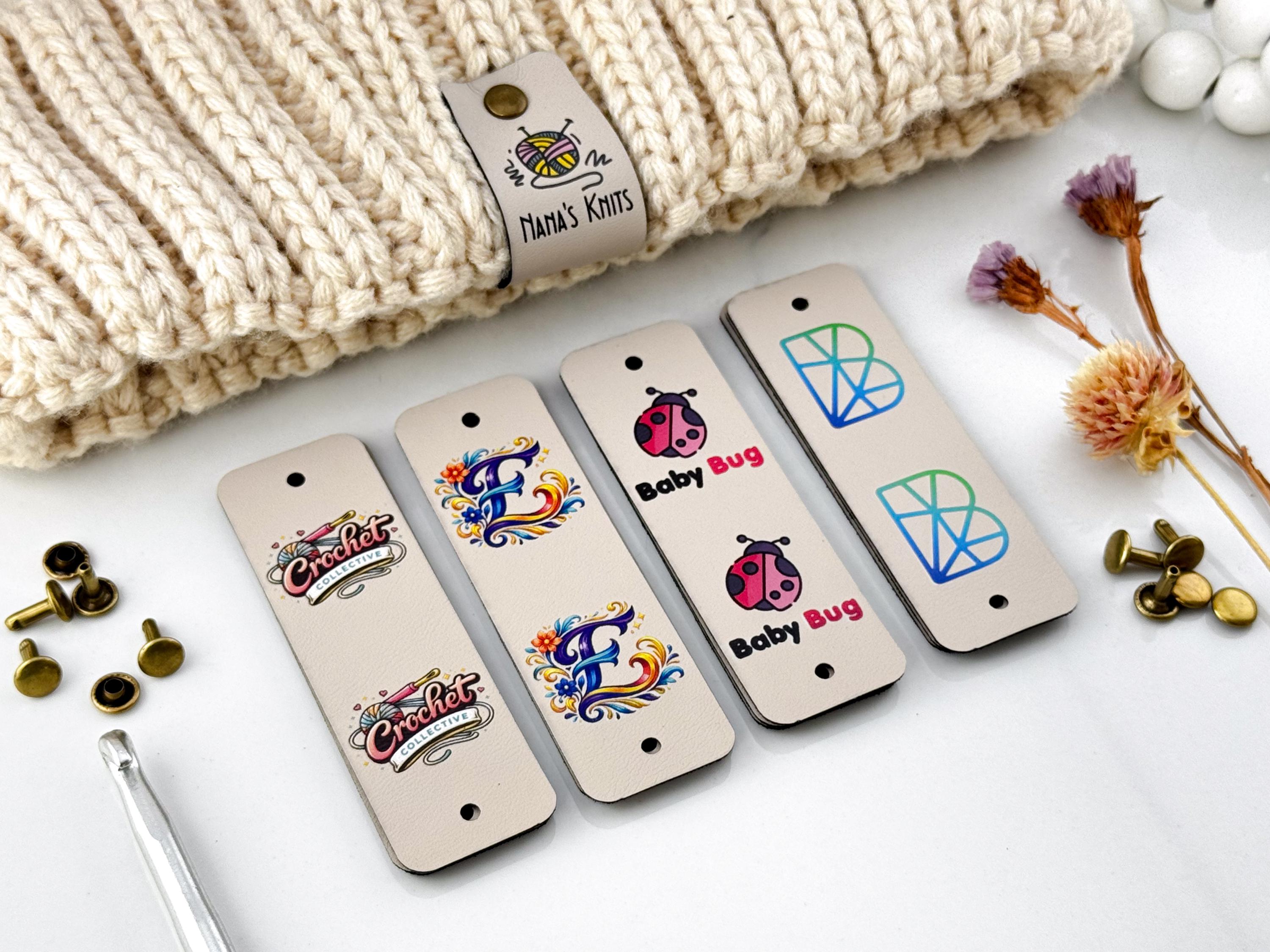 Custom Faux Leather Labels, Full Color Logo Tags, Knitting Crochet ...