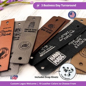 Custom Faux Leather Labels: Personalized Knitting & Crochet Tags, 3x0.75"