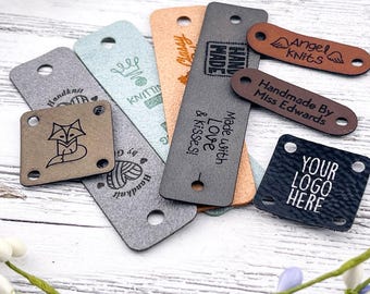 Etiquetas personalizadas de piel sintética: etiquetas personalizadas para coser en artículos hechos a mano.