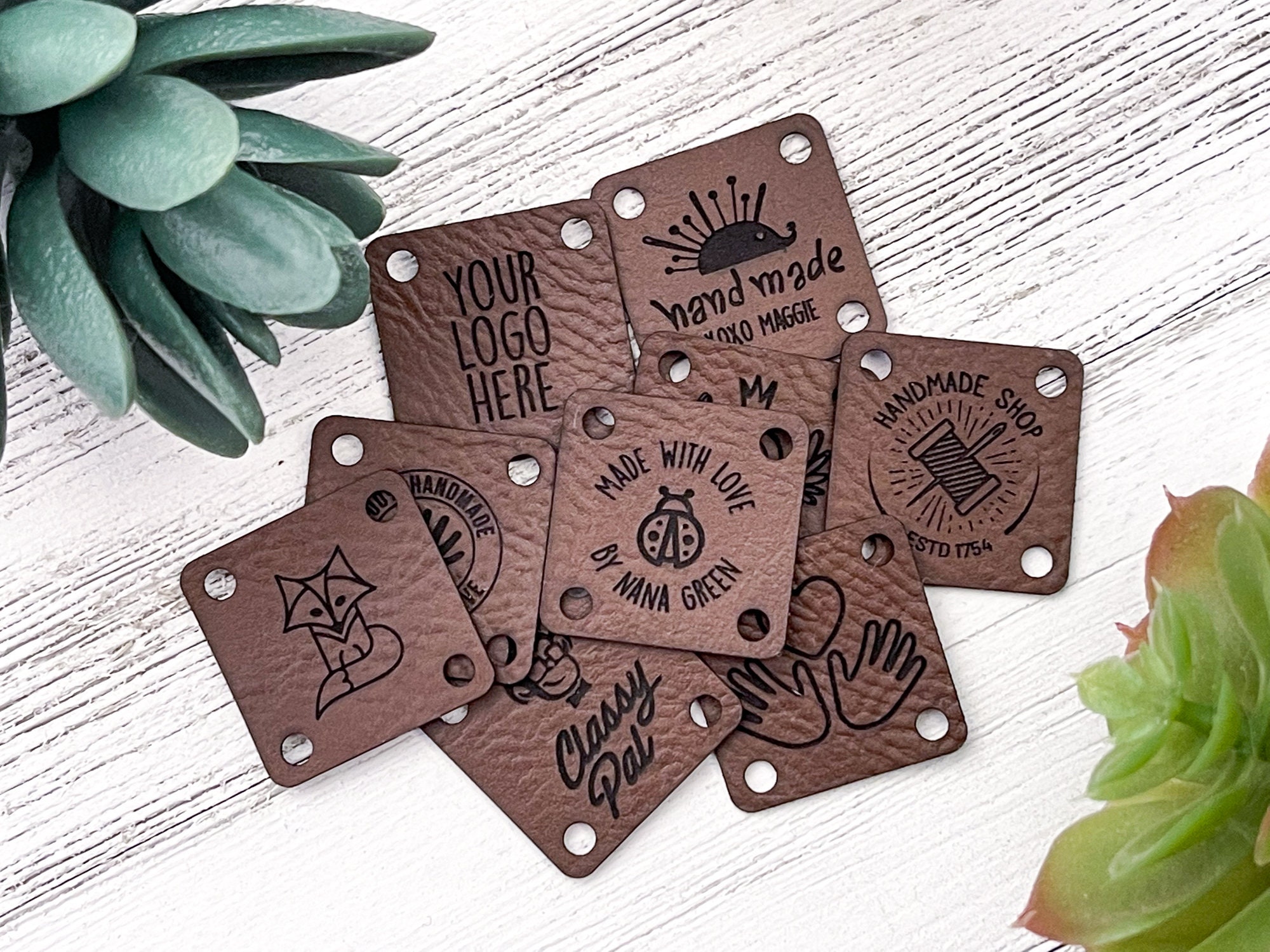 Custom Faux Leather Tags for Handmade Items, SEW ON Personalized Logo Labels  for Crochet, PU Clothing Tags for Knitting Projects, Branding 