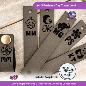 Custom Faux Leather Labels with Rivets: 3x0.5 Inch Knitting & Crochet Tags