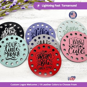 Baby Themed Faux Leather Patches: Crochet Beanie & Blanket Embellishments